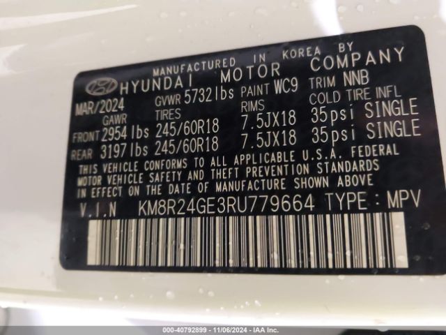 Photo 8 VIN: KM8R24GE3RU779664 - HYUNDAI PALISADE 