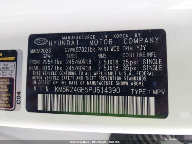 Photo 8 VIN: KM8R24GE5PU614390 - HYUNDAI PALISADE 