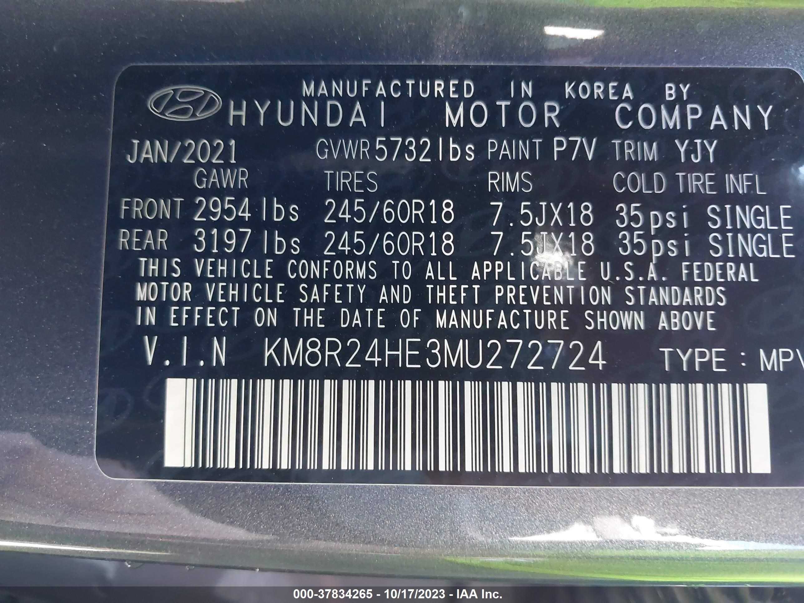 Photo 8 VIN: KM8R24HE3MU272724 - HYUNDAI PALISADE 