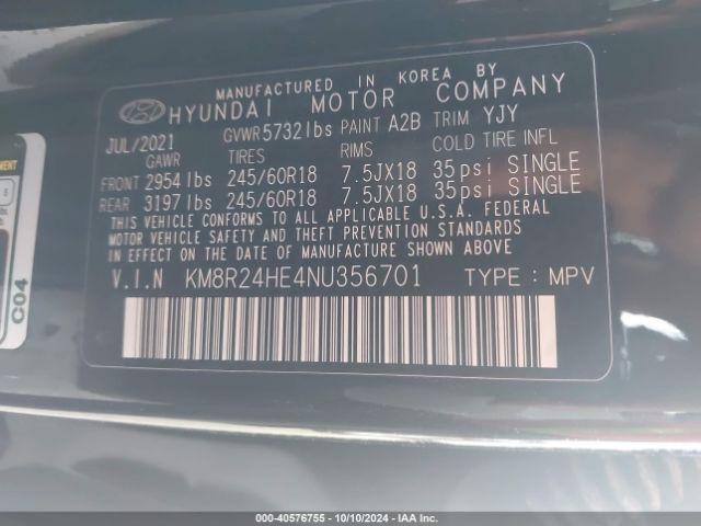 Photo 8 VIN: KM8R24HE4NU356701 - HYUNDAI PALISADE 