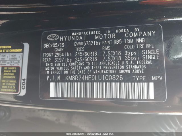 Photo 8 VIN: KM8R24HE9LU100826 - HYUNDAI PALISADE 