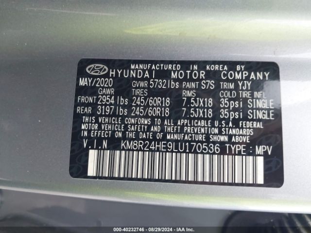 Photo 8 VIN: KM8R24HE9LU170536 - HYUNDAI PALISADE 