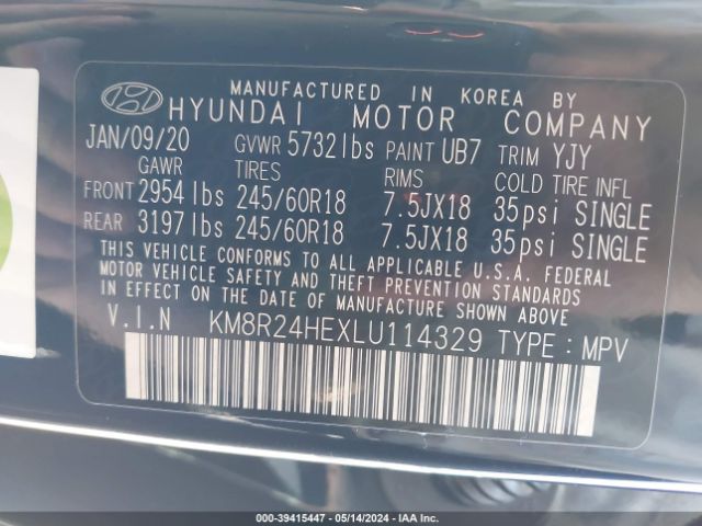 Photo 8 VIN: KM8R24HEXLU114329 - HYUNDAI PALISADE 