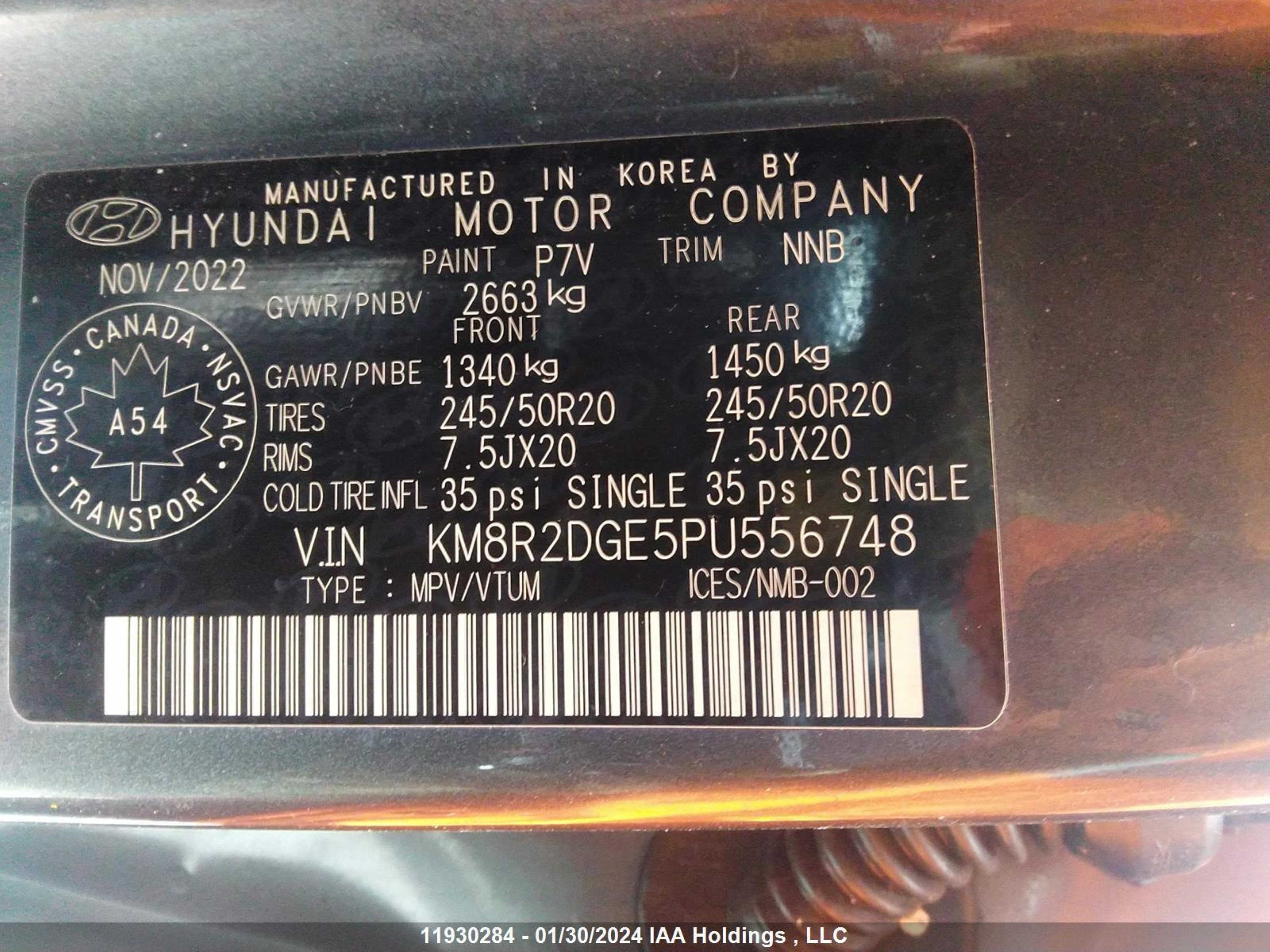 Photo 8 VIN: KM8R2DGE5PU556748 - HYUNDAI PALISADE 