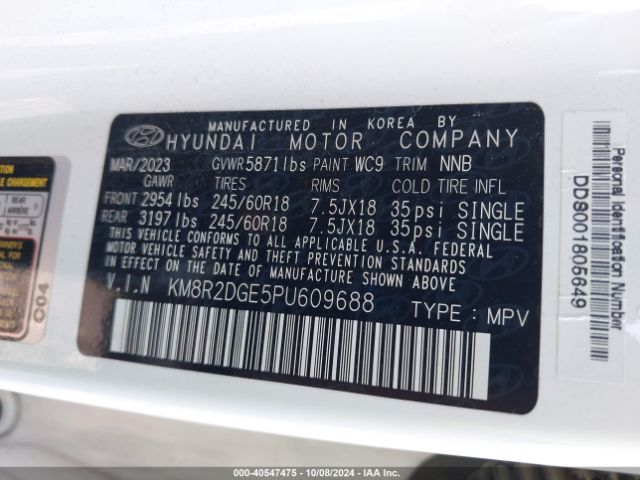 Photo 8 VIN: KM8R2DGE5PU609688 - HYUNDAI PALISADE 