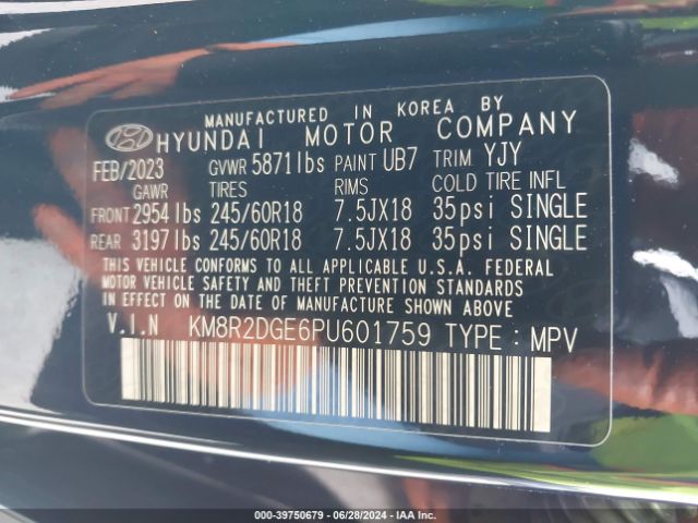 Photo 8 VIN: KM8R2DGE6PU601759 - HYUNDAI PALISADE 