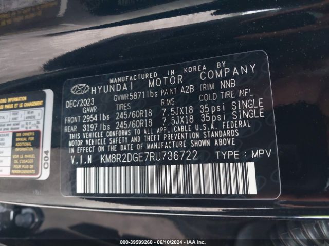 Photo 8 VIN: KM8R2DGE7RU736722 - HYUNDAI PALISADE 