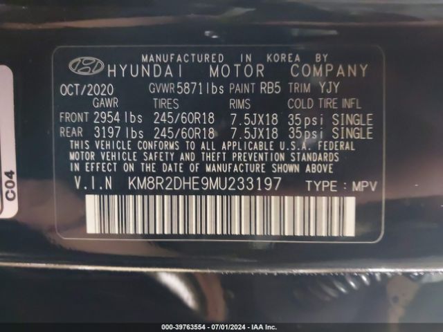 Photo 8 VIN: KM8R2DHE9MU233197 - HYUNDAI PALISADE 