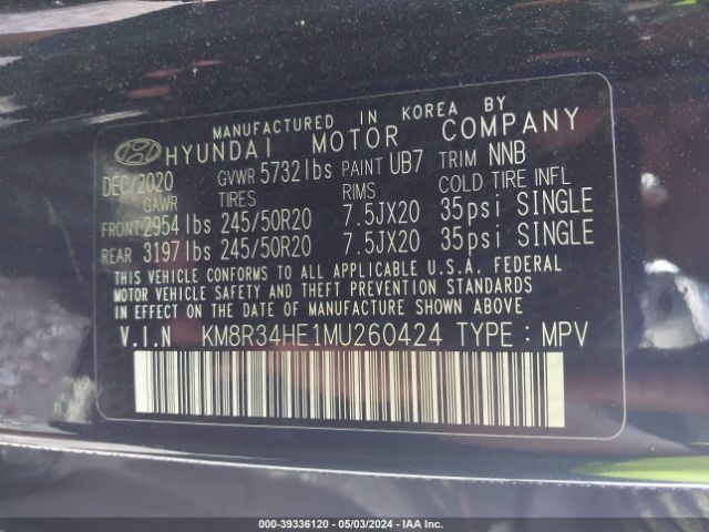 Photo 8 VIN: KM8R34HE1MU260424 - HYUNDAI PALISADE 