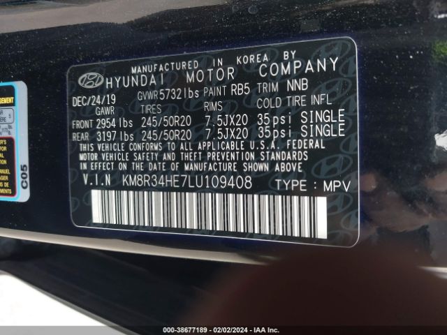 Photo 8 VIN: KM8R34HE7LU109408 - HYUNDAI PALISADE 