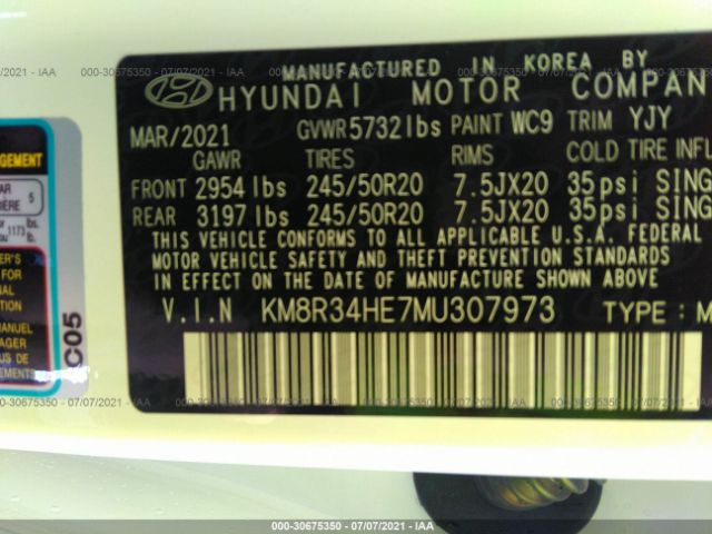 Photo 8 VIN: KM8R34HE7MU307973 - HYUNDAI PALISADE 