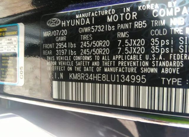 Photo 8 VIN: KM8R34HE8LU134995 - HYUNDAI PALISADE 