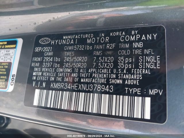 Photo 8 VIN: KM8R34HEXNU378943 - HYUNDAI PALISADE 