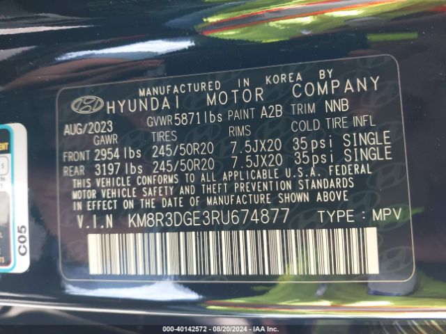 Photo 8 VIN: KM8R3DGE3RU674877 - HYUNDAI PALISADE 