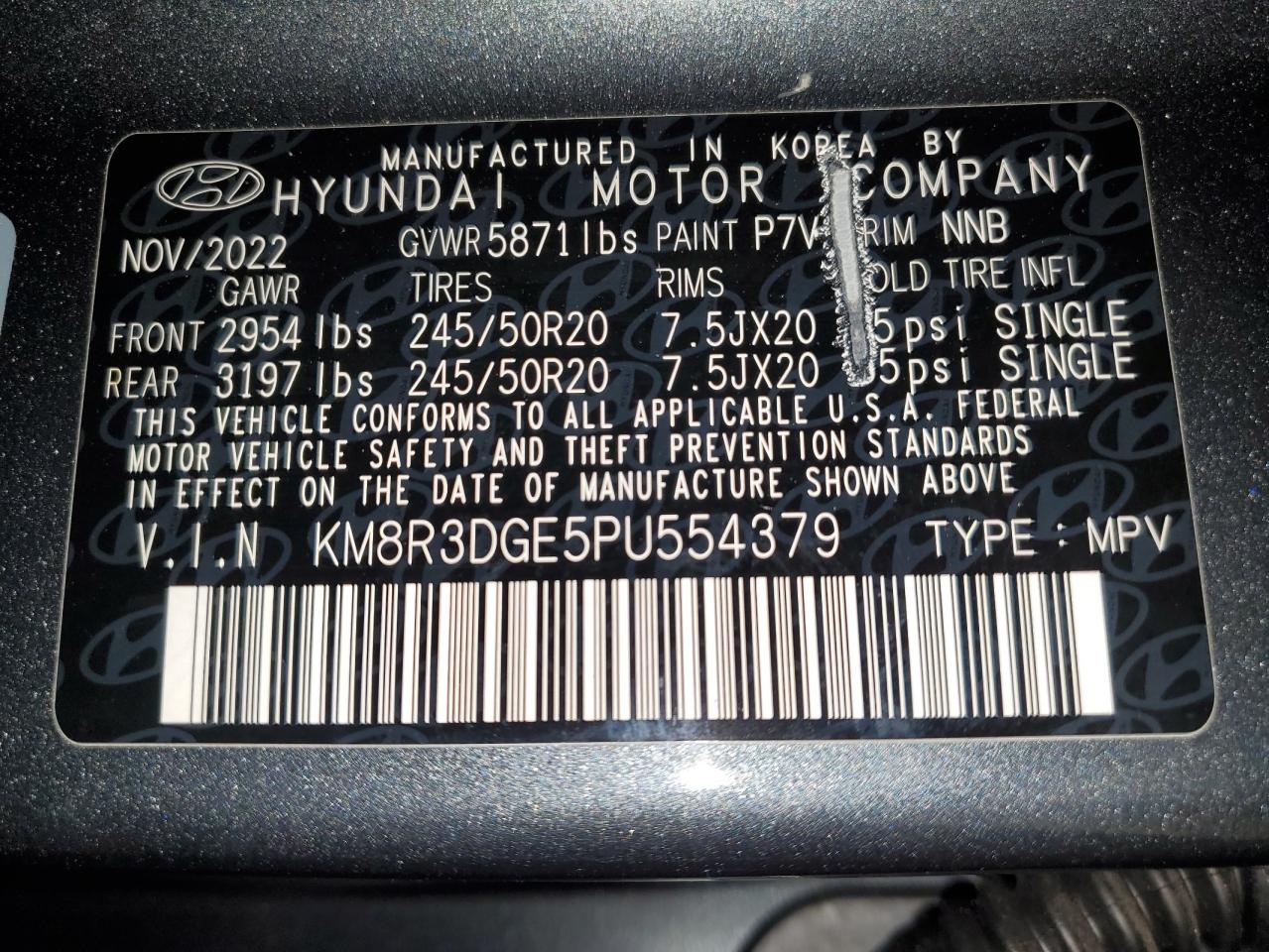 Photo 12 VIN: KM8R3DGE5PU554379 - HYUNDAI PALISADE 