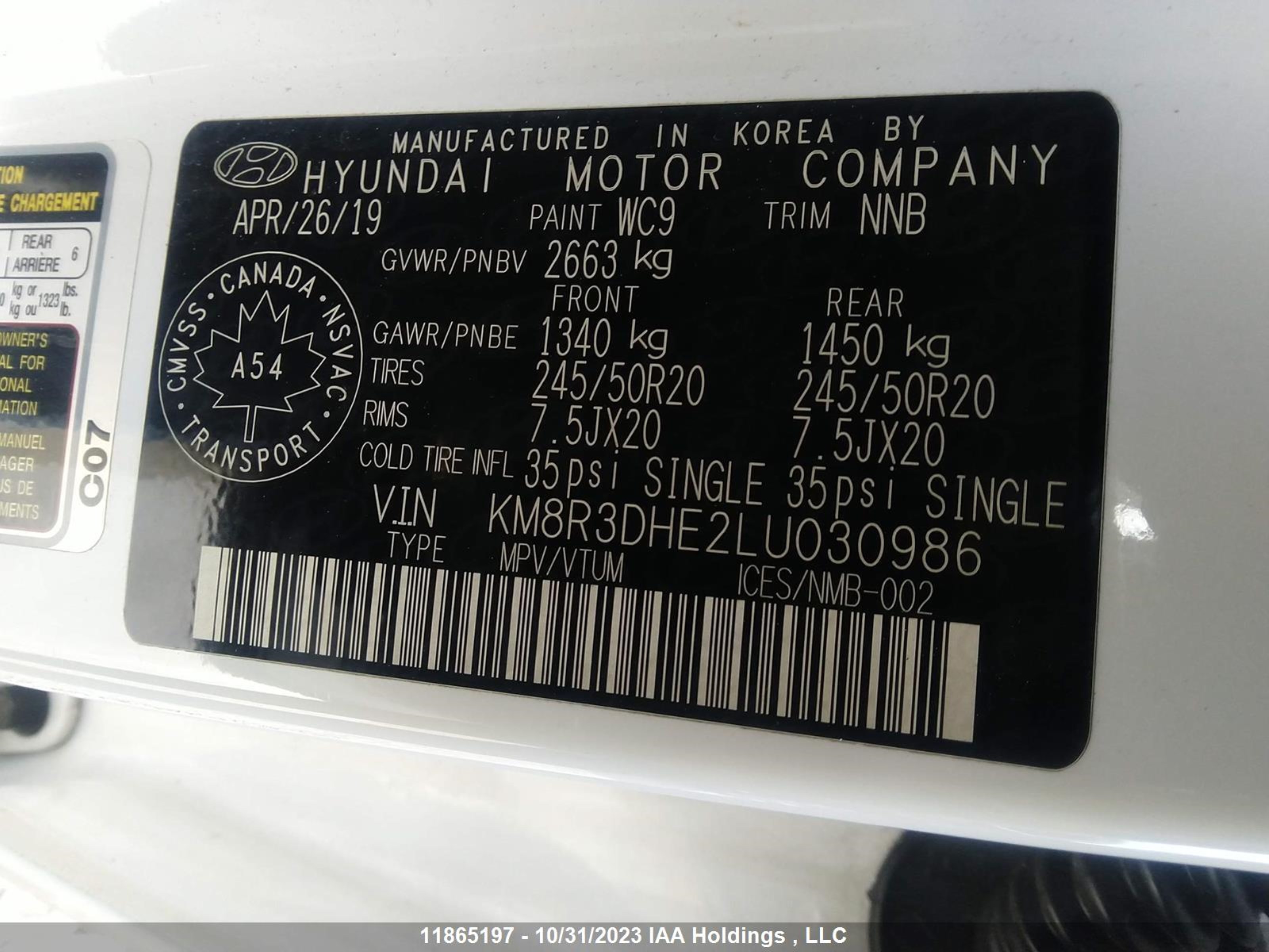 Photo 8 VIN: KM8R3DHE2LU030986 - HYUNDAI PALISADE 