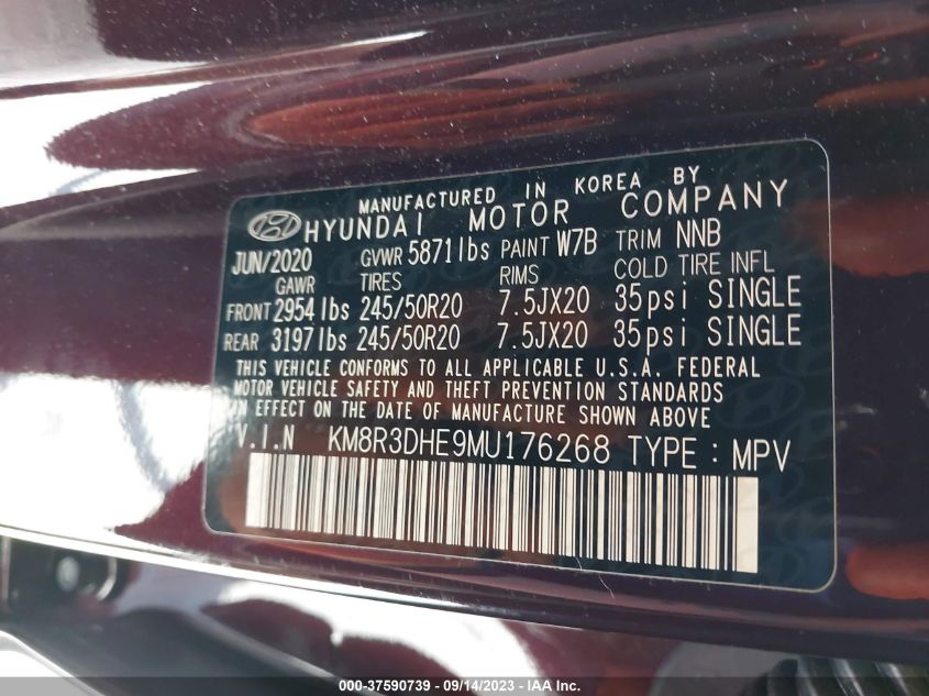 Photo 8 VIN: KM8R3DHE9MU176268 - HYUNDAI PALISADE 