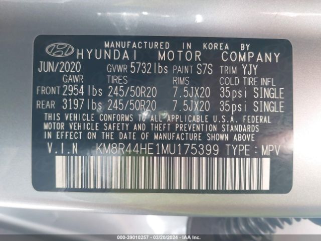 Photo 8 VIN: KM8R44HE1MU175399 - HYUNDAI PALISADE 