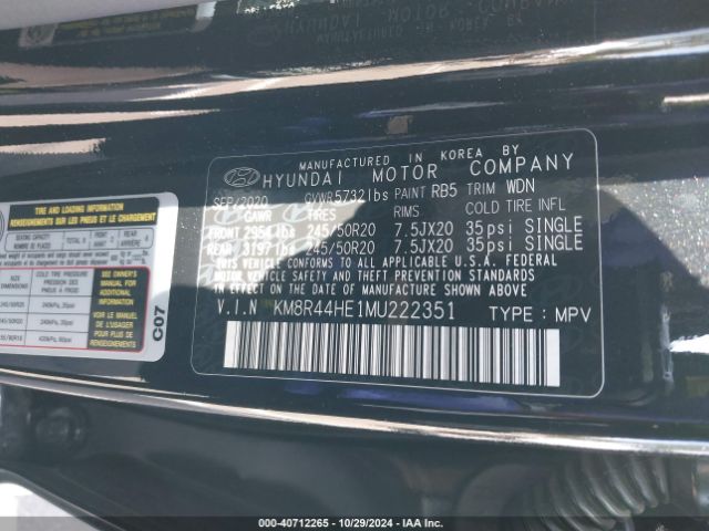 Photo 8 VIN: KM8R44HE1MU222351 - HYUNDAI PALISADE 