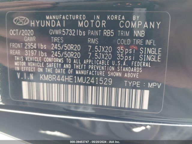 Photo 8 VIN: KM8R44HE1MU241529 - HYUNDAI PALISADE 