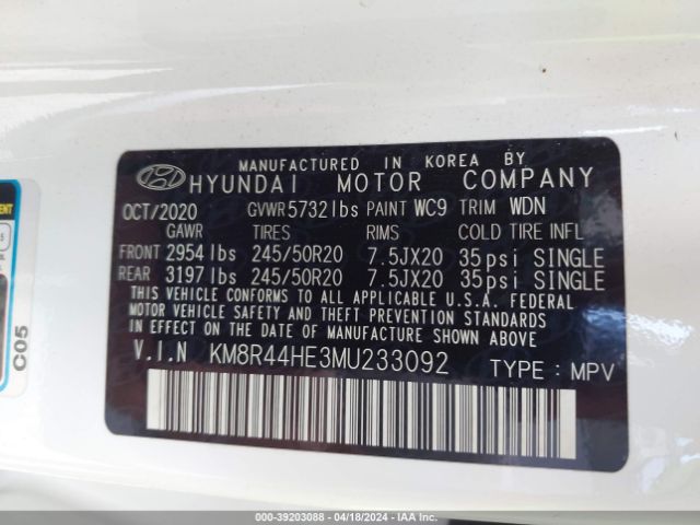 Photo 8 VIN: KM8R44HE3MU233092 - HYUNDAI PALISADE 