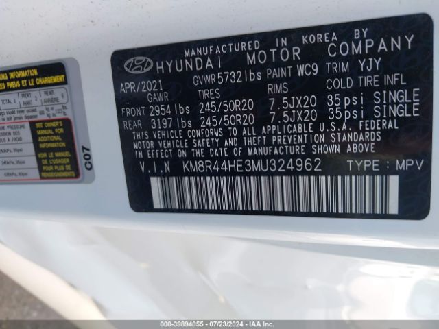 Photo 8 VIN: KM8R44HE3MU324962 - HYUNDAI PALISADE 