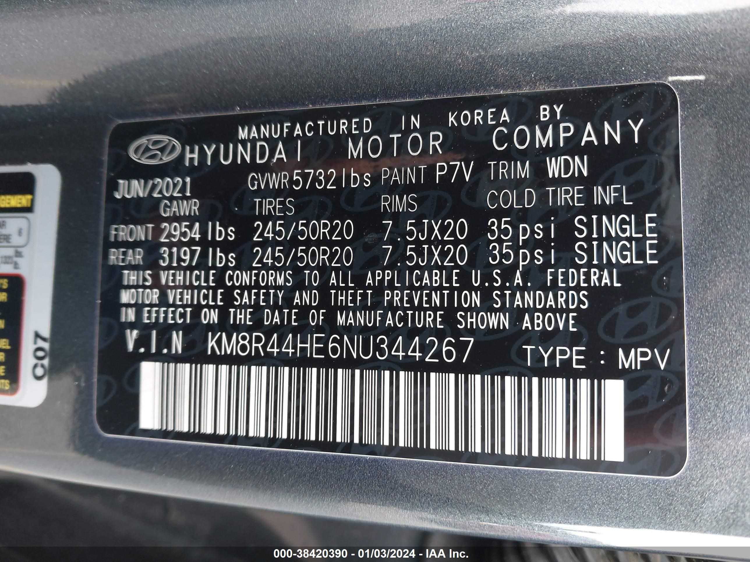 Photo 8 VIN: KM8R44HE6NU344267 - HYUNDAI PALISADE 