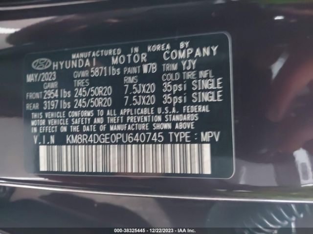 Photo 8 VIN: KM8R4DGE0PU640745 - HYUNDAI PALISADE 