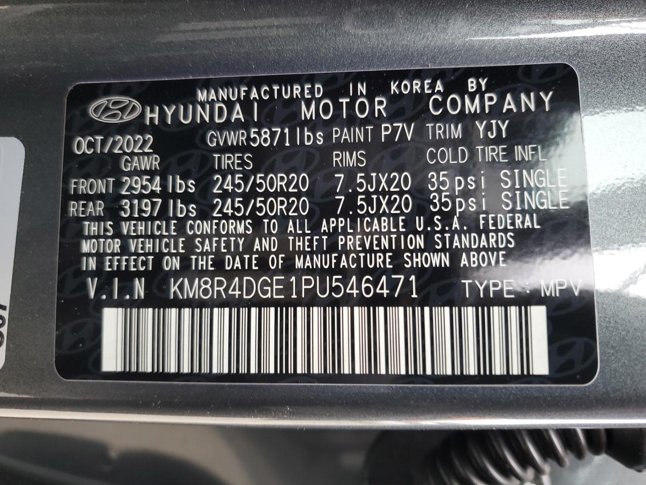 Photo 12 VIN: KM8R4DGE1PU546471 - HYUNDAI PALISADE 