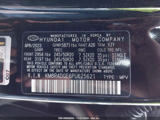 Photo 8 VIN: KM8R4DGE6PU625621 - HYUNDAI PALISADE 