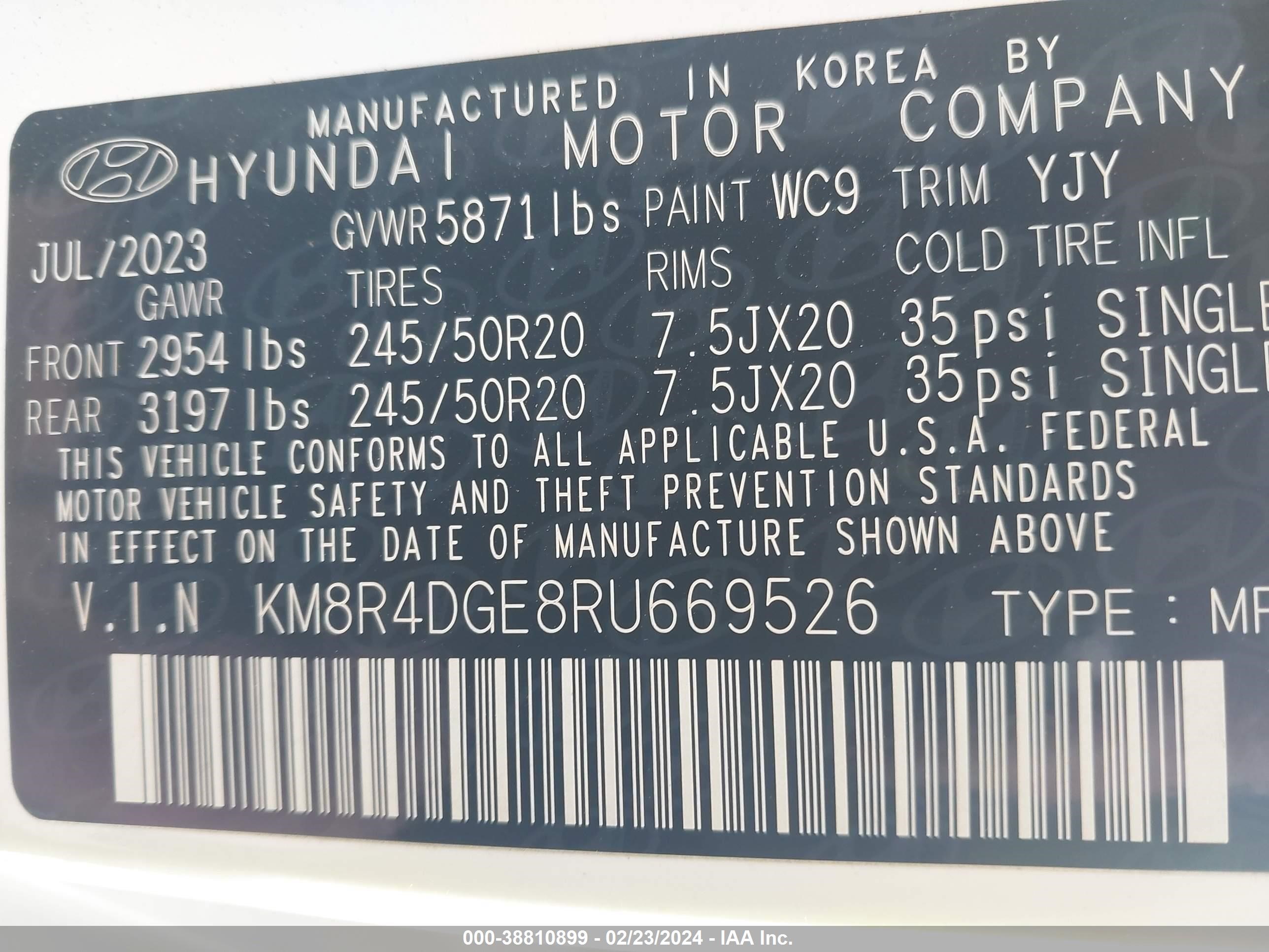 Photo 8 VIN: KM8R4DGE8RU669526 - HYUNDAI PALISADE 