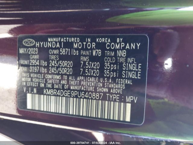 Photo 8 VIN: KM8R4DGE9PU640887 - HYUNDAI PALISADE 