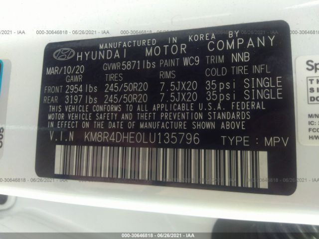 Photo 8 VIN: KM8R4DHE0LU135796 - HYUNDAI PALISADE 