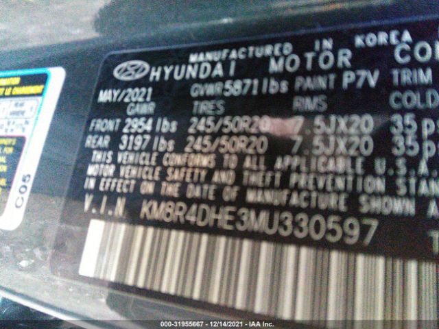 Photo 8 VIN: KM8R4DHE3MU330597 - HYUNDAI PALISADE 