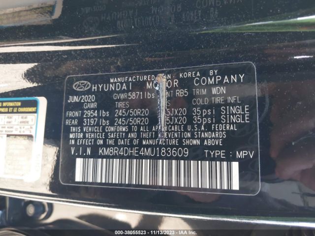 Photo 8 VIN: KM8R4DHE4MU183609 - HYUNDAI PALISADE 