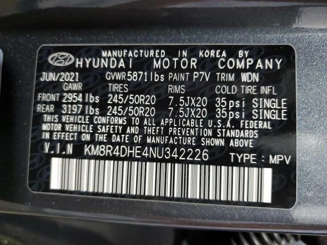 Photo 12 VIN: KM8R4DHE4NU342226 - HYUNDAI PALISADE S 