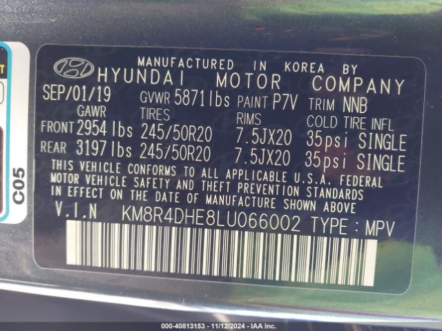 Photo 8 VIN: KM8R4DHE8LU066002 - HYUNDAI PALISADE 