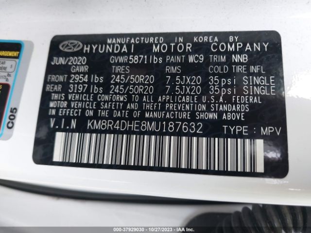 Photo 8 VIN: KM8R4DHE8MU187632 - HYUNDAI PALISADE 