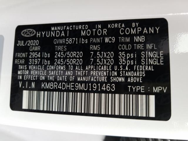 Photo 9 VIN: KM8R4DHE9MU191463 - HYUNDAI PALISADE S 