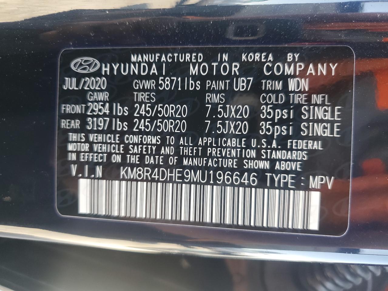 Photo 12 VIN: KM8R4DHE9MU196646 - HYUNDAI PALISADE 