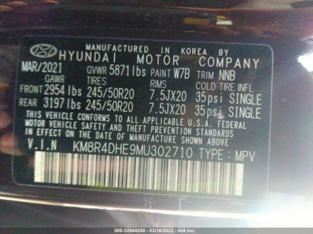 Photo 8 VIN: KM8R4DHE9MU302710 - HYUNDAI PALISADE 