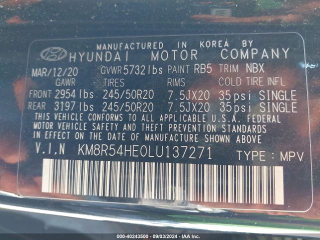 Photo 8 VIN: KM8R54HE0LU137271 - HYUNDAI PALISADE 