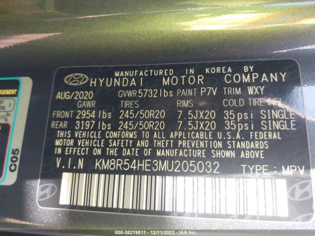 Photo 8 VIN: KM8R54HE3MU205032 - HYUNDAI PALISADE 