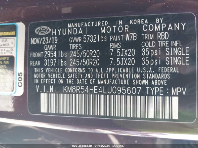 Photo 8 VIN: KM8R54HE4LU095607 - HYUNDAI PALISADE 