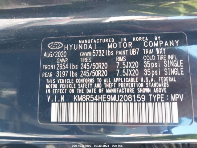 Photo 8 VIN: KM8R54HE9MU208159 - HYUNDAI PALISADE 