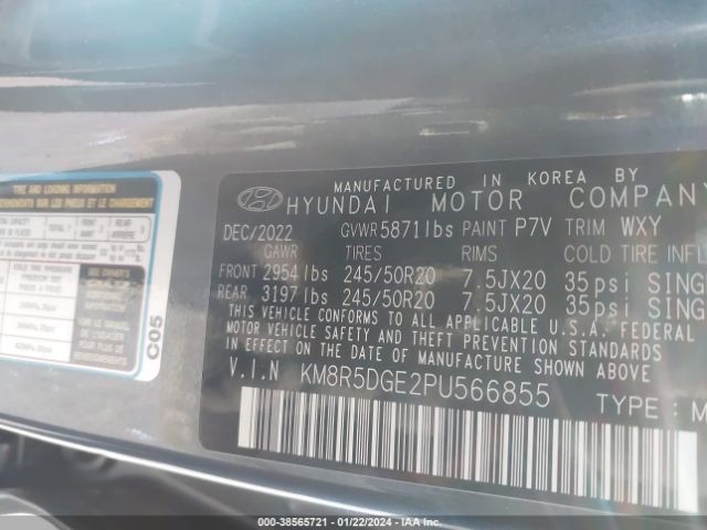 Photo 8 VIN: KM8R5DGE2PU566855 - HYUNDAI PALISADE 