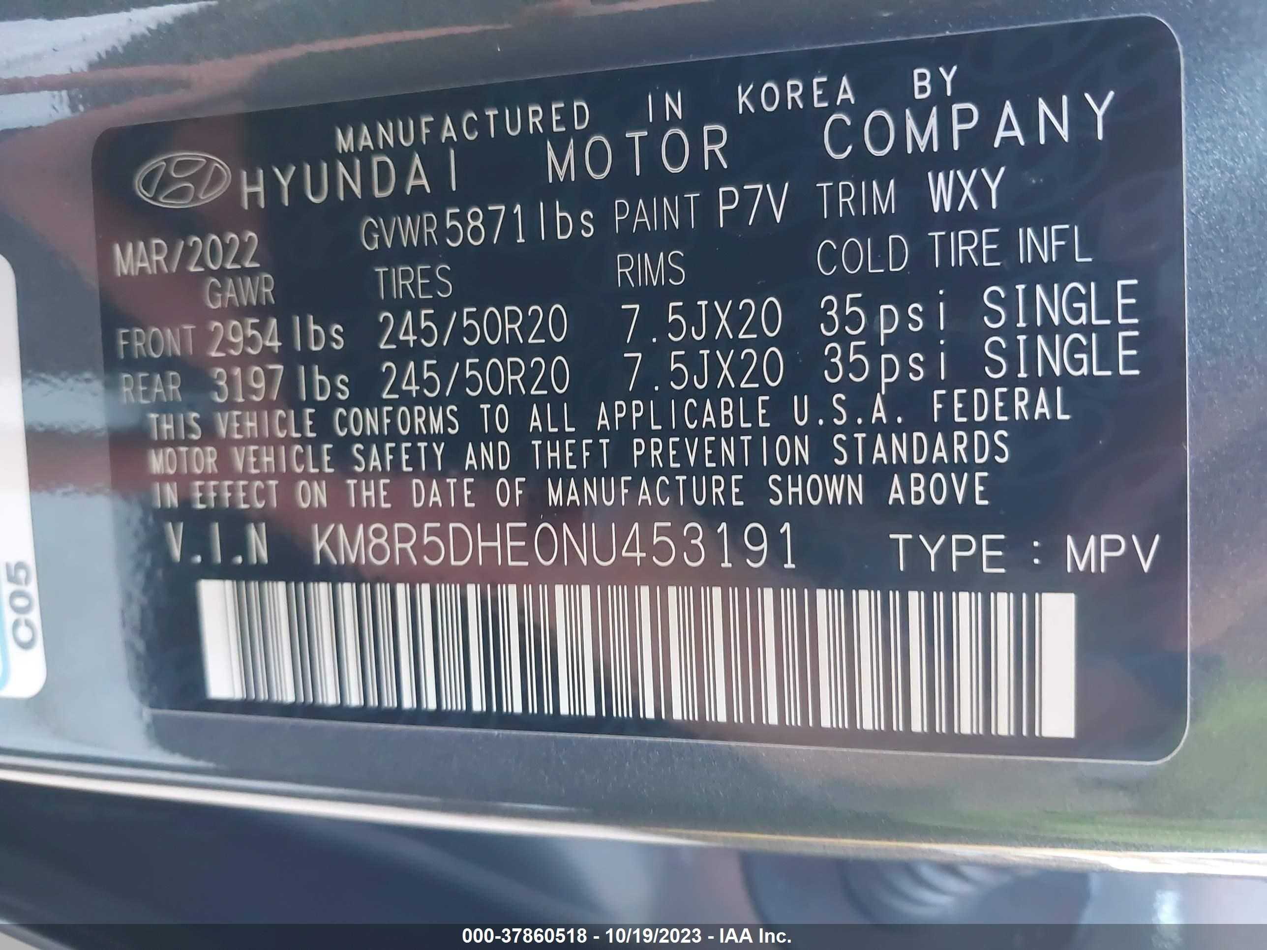 Photo 8 VIN: KM8R5DHE0NU453191 - HYUNDAI PALISADE 