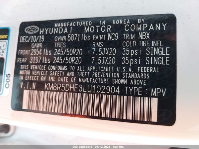 Photo 8 VIN: KM8R5DHE3LU102904 - HYUNDAI PALISADE 