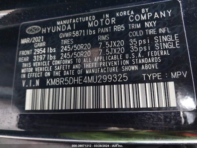 Photo 8 VIN: KM8R5DHE4MU299325 - HYUNDAI PALISADE 