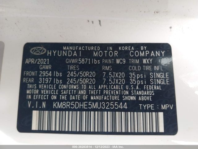 Photo 8 VIN: KM8R5DHE5MU325544 - HYUNDAI PALISADE 